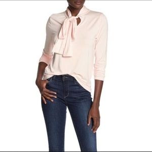 J.Crew 365 Stretch Tie Neck Blouse in Cream Ivory
